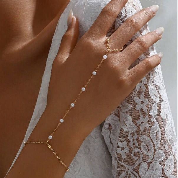 Wholesale Chain Bracelet Simple White Pearl Bracelet Chain Finger Jewelry