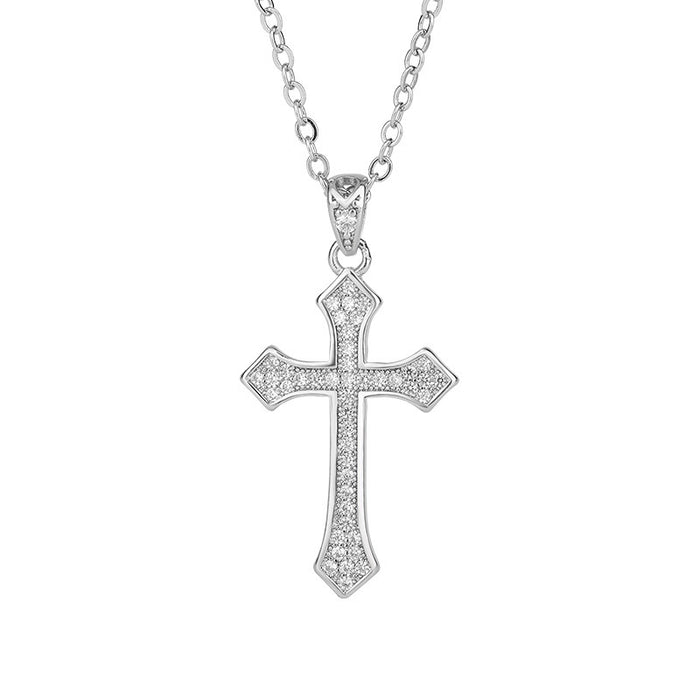 Wholesale New cross necklace, light luxury, niche, high-end texture, zircon sparkling diamond collarbone chain