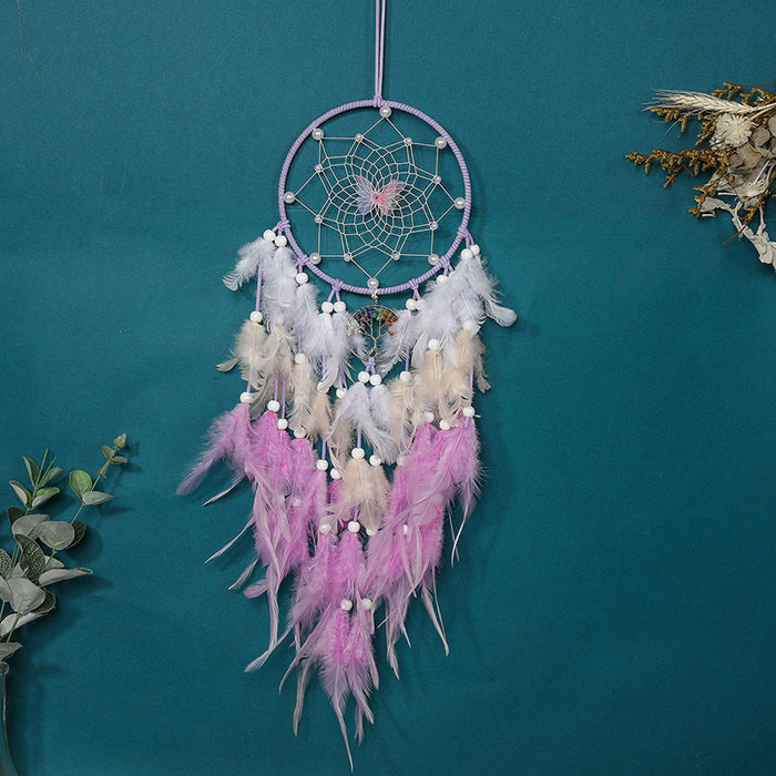 Wholesale Handmade Pearl Woven Four Color Butterfly Dream Catcher JDC-DC-ZH027