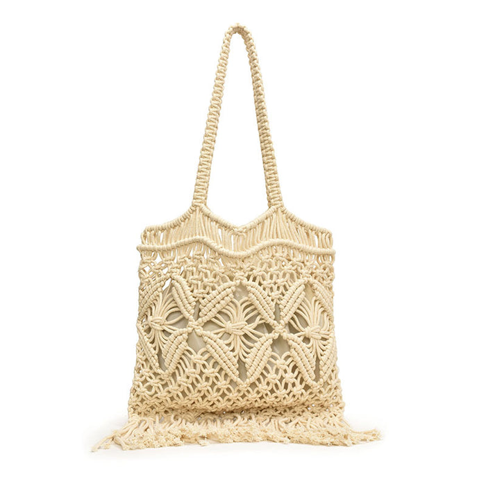 Wholesale Cotton Woven Bag  Shoulder Underarm Bag Straw  Beach Bag