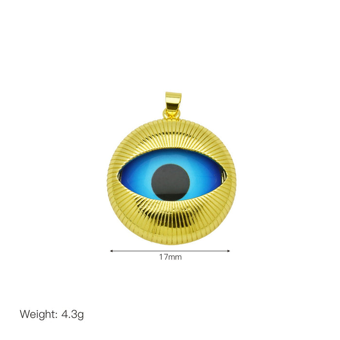 Wholesale Striped heart-shaped love heart eye devil eye copper gold-plated necklace pendant jewelry pendant