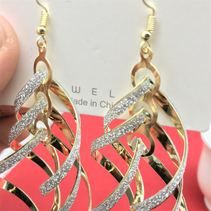 Wholesale Metal Electroplated Frosted Long Earrings JDC-ES-FaX002