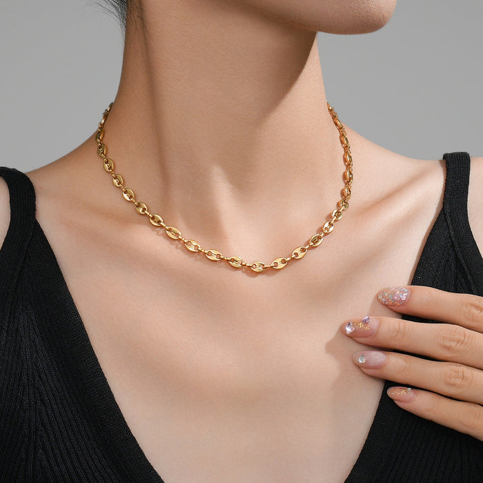 Wholesale 2pcs Stacked necklaces,  plain chain,  snake bone,  titanium steel chain