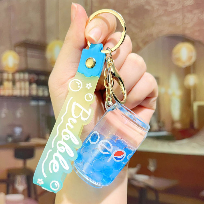 Wholesale Acrylic Oil-filled Beverage Bottle Keychain JDC-KC-ShiH005