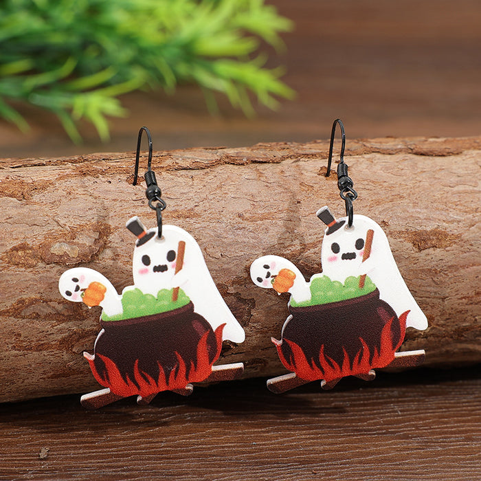 Wholesale Dark Wind  Medicine Stove Ghost Splicing Acrylic Festival Earrings