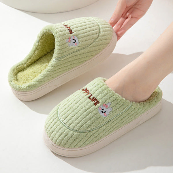 Wholesale Cartoon  couple cotton slippers men's thick bottom mute home  furry slippers women