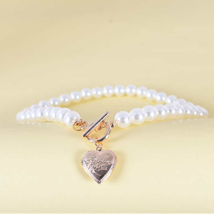 Wholesale 2PCS Pearl Heart Necklace JDC-NE-WenB003