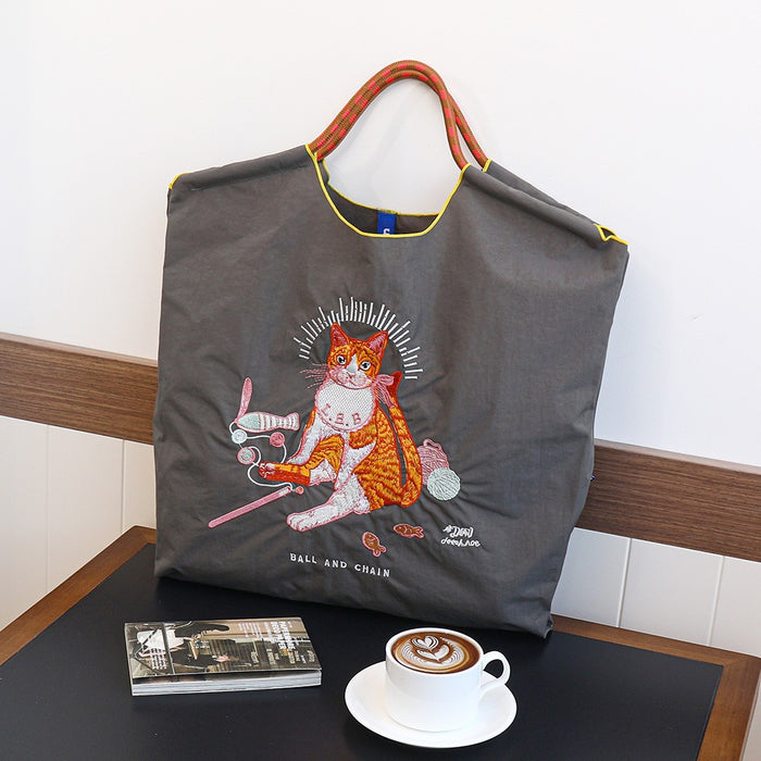 Wholesale Canvas bag embroidery shopping bag tote bag large capacity bag women' s handbag crossbody bag