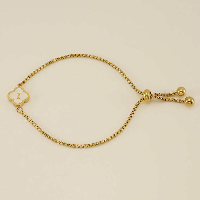 Wholesale Stainless Steel Seashell Four-Leaf Clover Letter Bracelet
