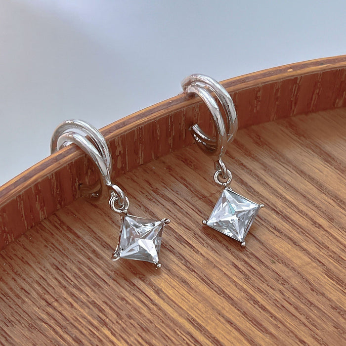 Wholesale Rhombus Zircon Alloy Earrings JDC-ES-HZS006