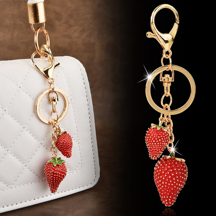 Wholesale Cute Strawberry Alloy Keychain