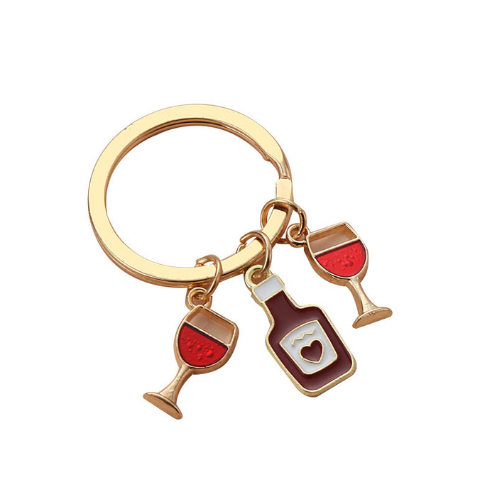 Wholesale Red Wine Beer Drip Oil Alloy Keychain JDC-KC-JinZ016