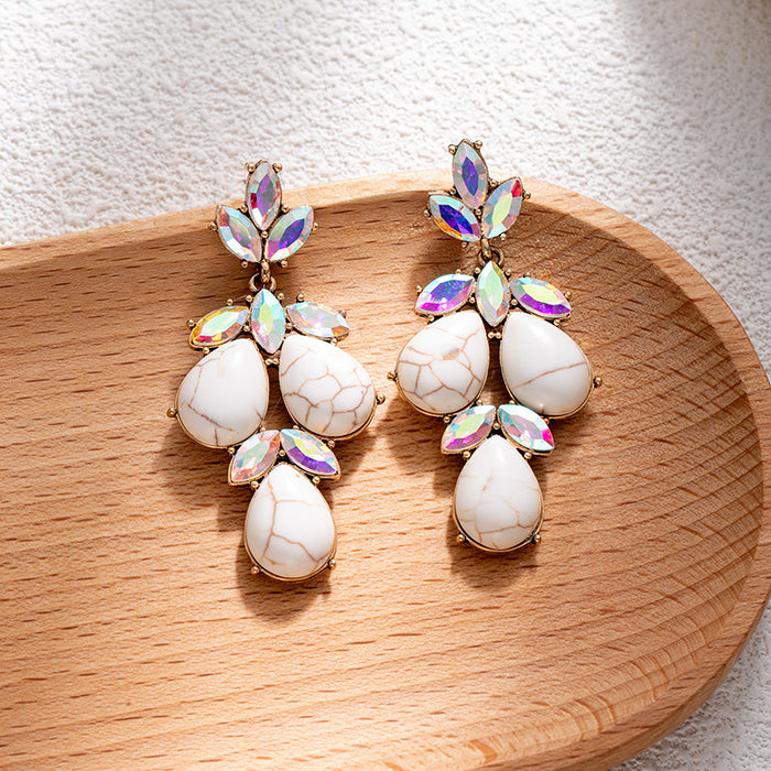 Wholesale Retro ethnic turquoise flower earrings