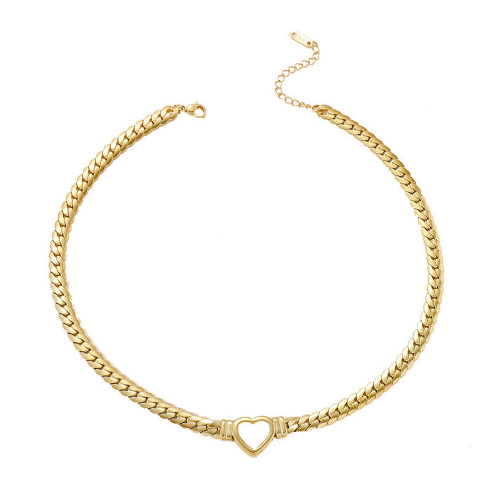 Wholesale Specially designed for heart-shaped titanium steel necklace accessories, women's light luxury personalized stainless steel snake bone chain collarbone chain accessories