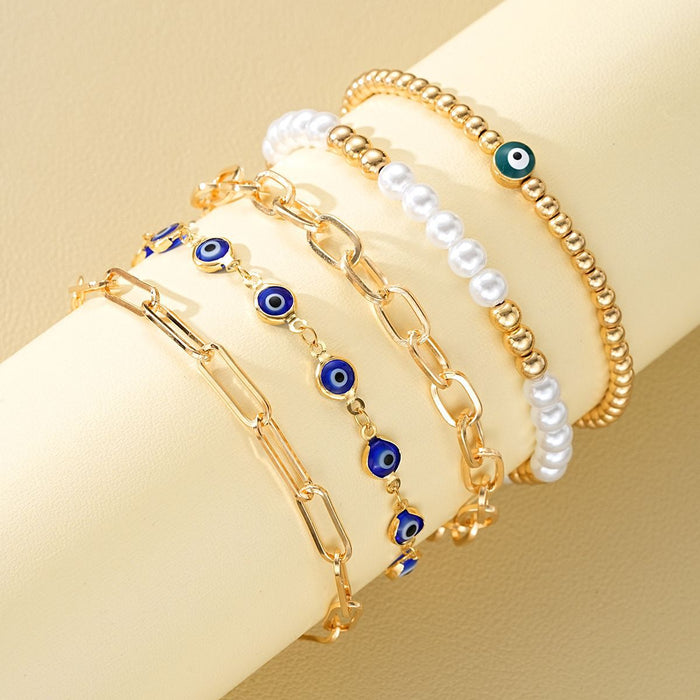 Wholesale Evil Eye Beaded Pearl Bracelet