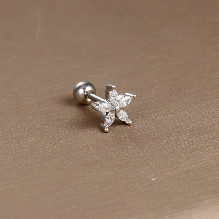 Wholesale Jewelry Stainless Steel Ear Nail Zircon Ball Screw Women