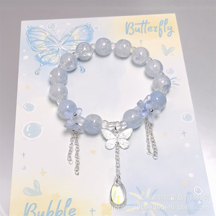 Wholesale Glass Crystal Butterfly Water Drop Bracelet Fashion Accessory