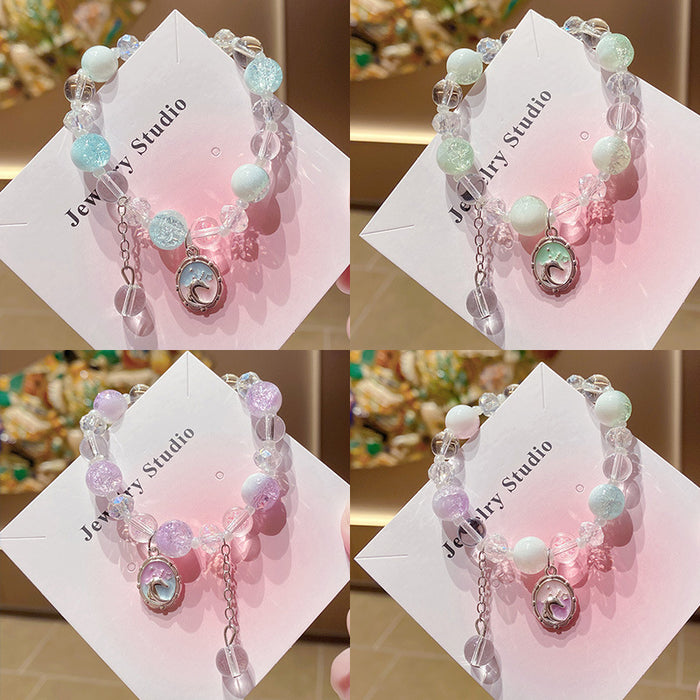 Wholesale Glass Bracelet Unicorn Milk Cap Floral Design for Children Jewelry Gift MOQ≥3
