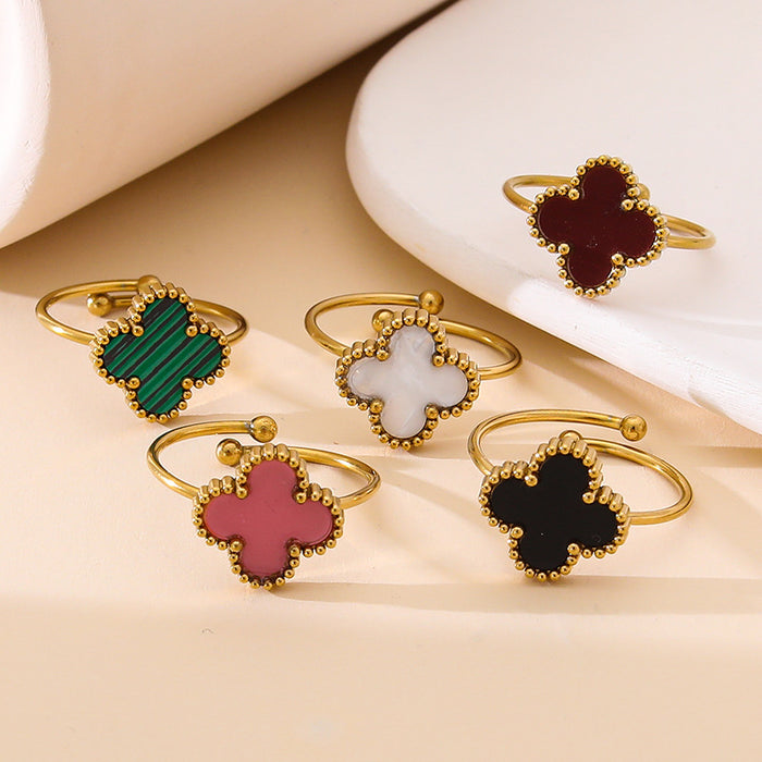 Wholesale Four-Leaf Ring for Women,  New Adjustable Opening,  Small,  Fresh and Compact Design Jewelry