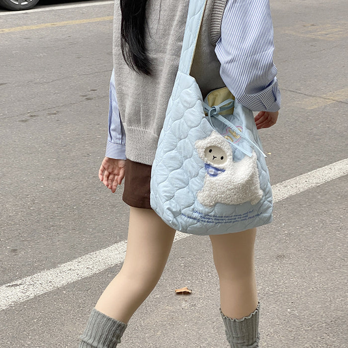 Wholesale Cute Cartoon Embroidery Shoulder Bag Autumn and Winter Large Capacity Tote Bag