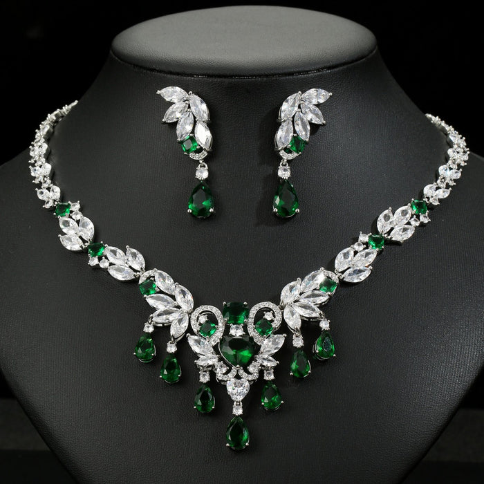 Wholesale Fashion Zircon Necklace Earrings Jewelry Accessories Shining