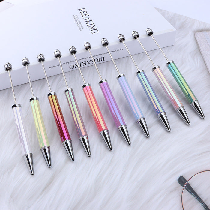 Wholesale Plastic UV Plated Seven Color Bead Pen JDC-PN-JinBaiNian003