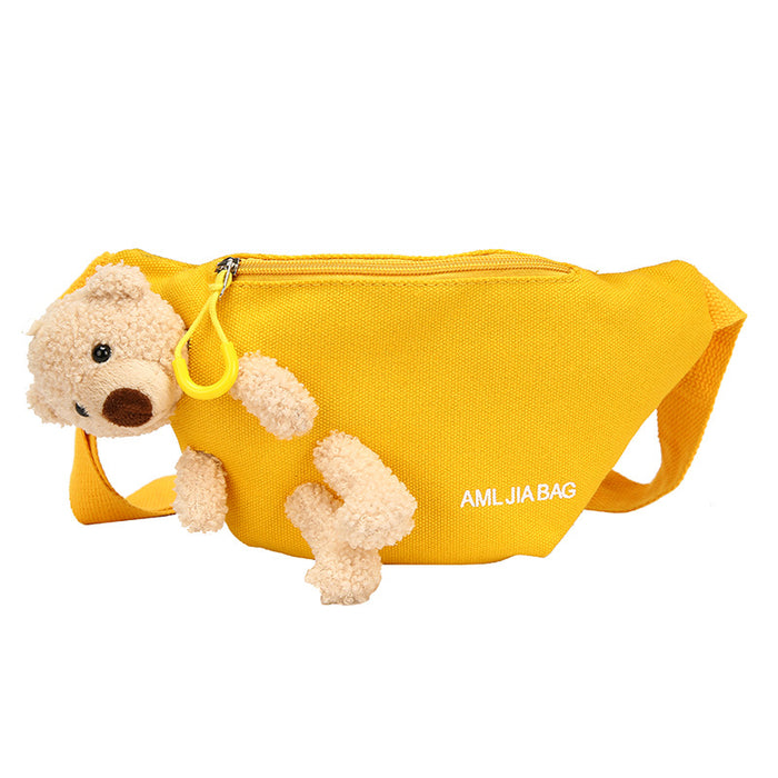 Wholesale Crossbody canvas chest bag with printed letters, cute little bear waist bag