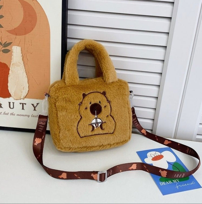 Wholesale Plush Capybara Backpack Cute Crossbody Handbag Female Cartoon Student Small Backpack