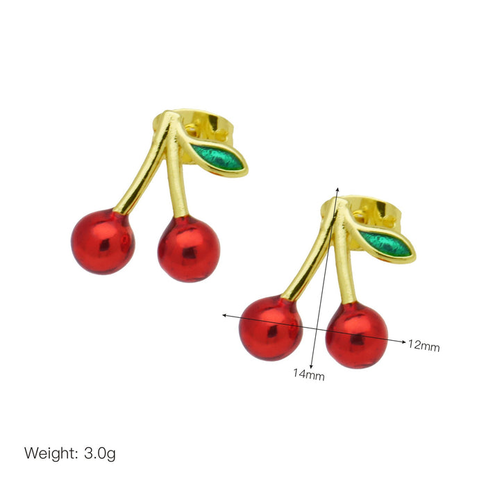 Wholesale Fruit style cherry color drop Shantou ear clip earrings female personality simple fashion earrings