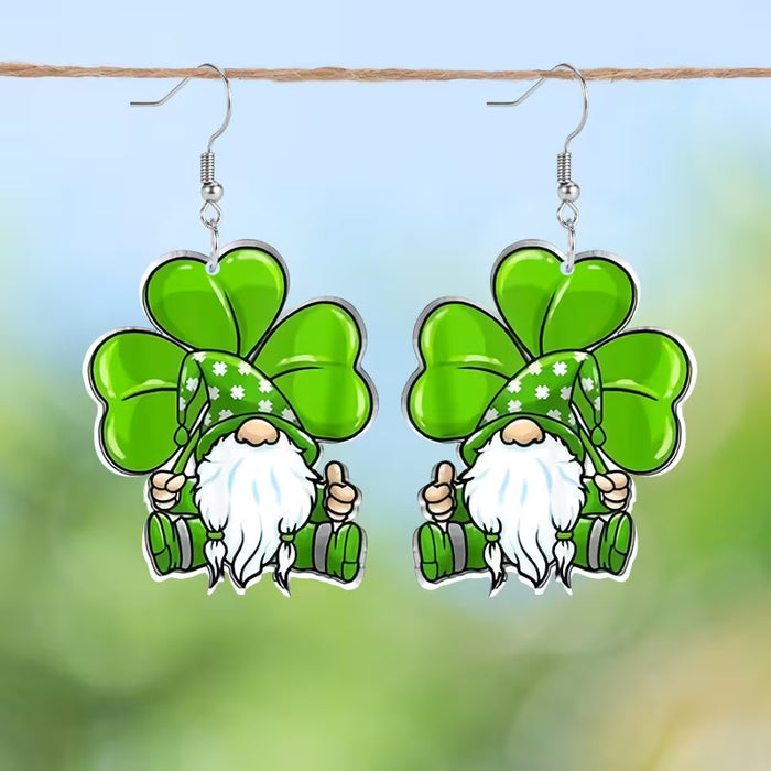 Wholesale Green Heart Acrylic Earrings St.  Patrick' s Day Fashion Accessory