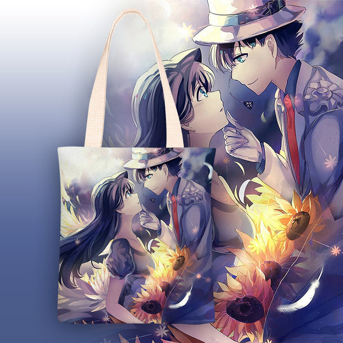 Wholesale Vertical square canvas shoulder bags with anime character print
