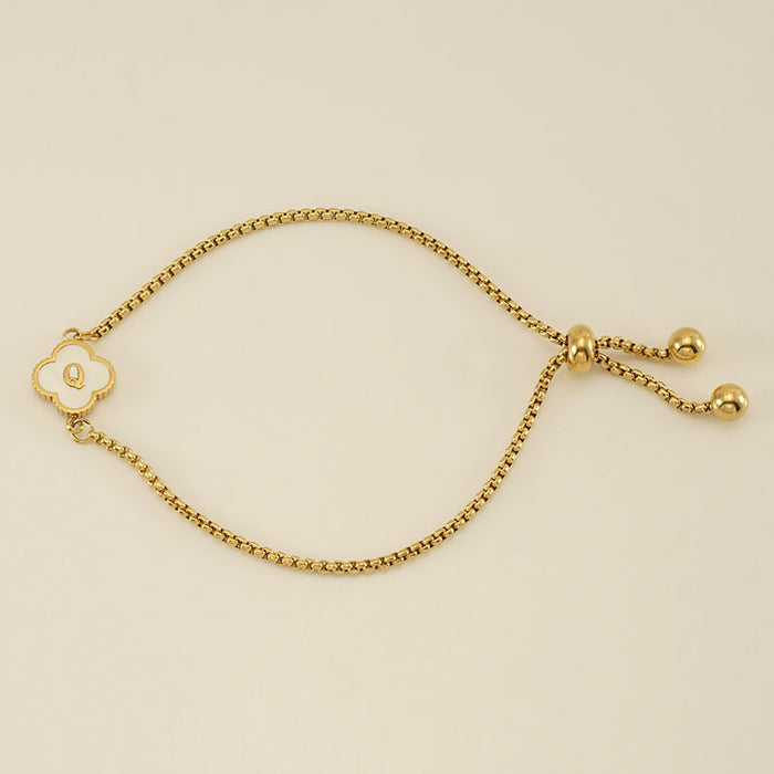 Wholesale Stainless Steel Seashell Four-Leaf Clover Letter Bracelet