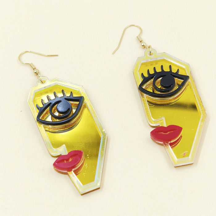 Wholesale Abstract style, personalized and creative, eye-catching red lip earrings, acrylic material earrings