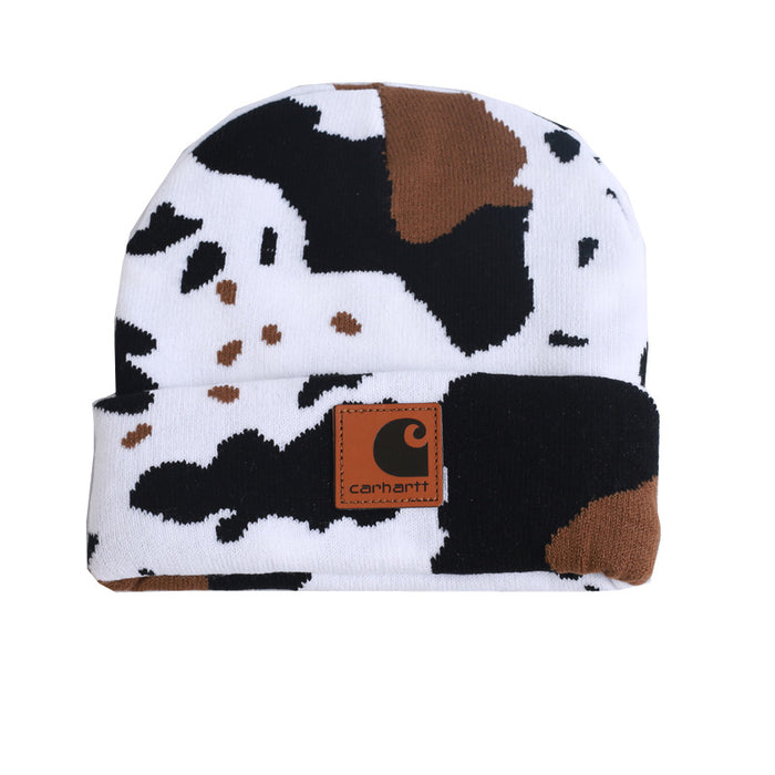 Wholesale Acrylic Cow Jacquard Knitted Hat JDC-FH-HongHong008