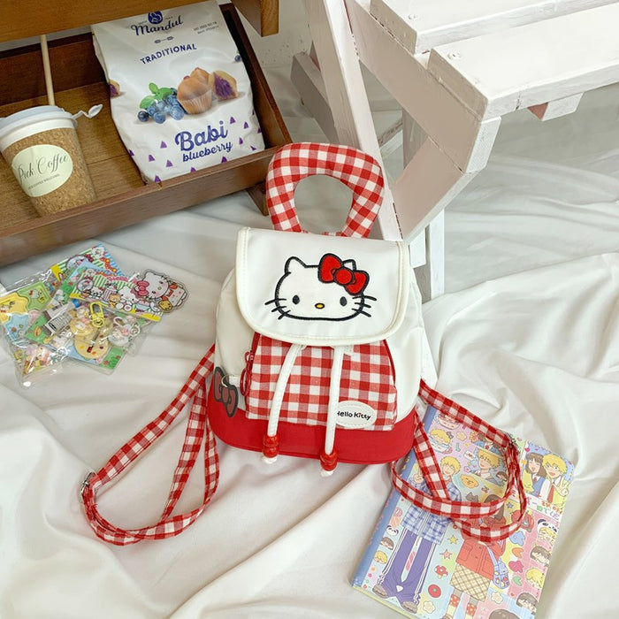 Wholesale Mini Schoolbag  Children's Backpack  Plaid Embroidered Backpack