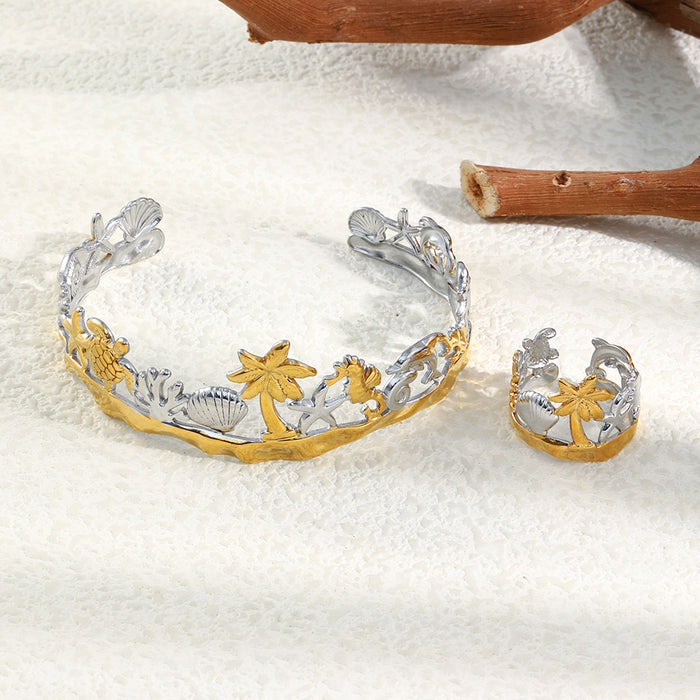 Wholesale Gold-Plated Stainless Steel Bracelet with Marine Elements