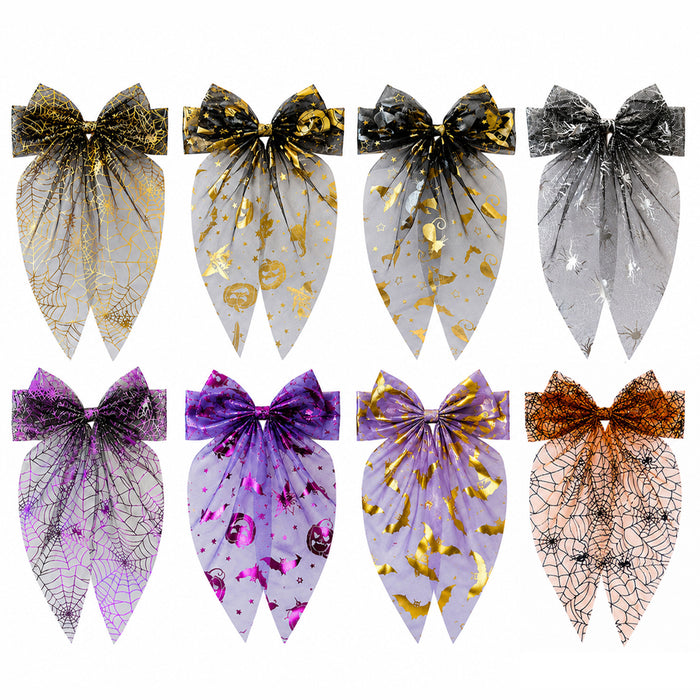 Wholesale  Tulle Bow Hair Clips Black Gold  Web Pumpkin Spring Clip Party Hair Accessory