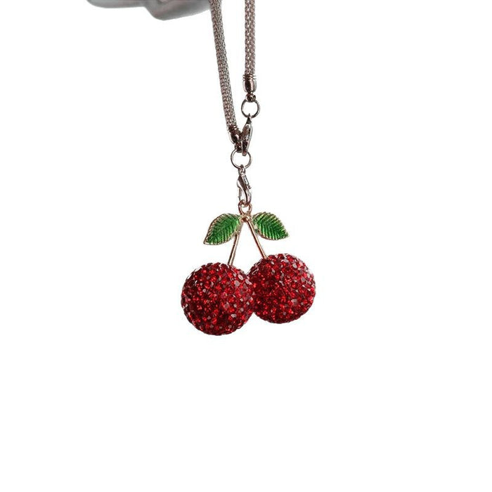 Wholesale Crystal Cherry Strawberry Car Charm Pendant Trendy Car Key Accessory