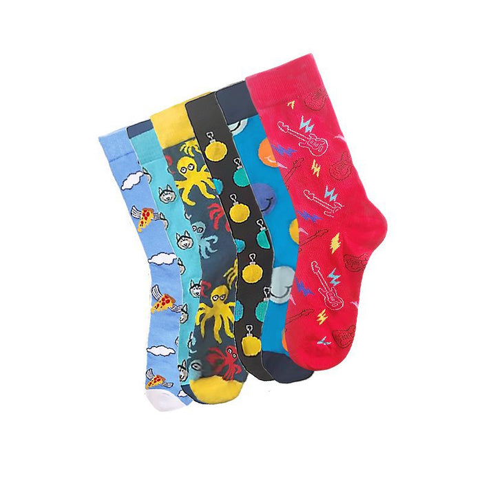 Wholesale Octopus Animal Pizza Food Cartoon Cotton Middle Socks JDC-SK-HuiHe043