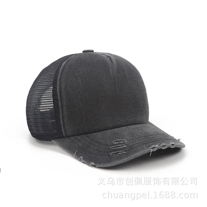 Wholesale Hat light version can be customized with embroidered LOGO for aging, washed cotton hat, breathable mesh hat, outdoor sun protection hat