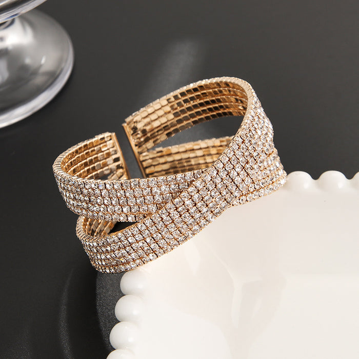 Wholesale Rhinestone steel wire ten row cross bracelet performance bracelet accessories