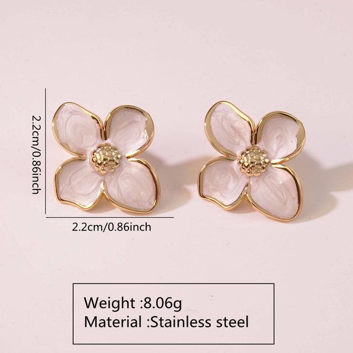 Wholesale Retro Palace Flower Titanium Steel Earrings JDC-ES-JW004