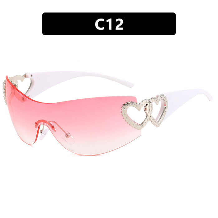 Wholesale Love accessories, one-piece sunglasses, trendy sunglasses, integrated sunglasses