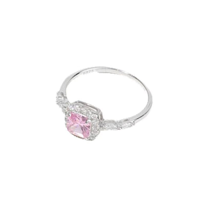 Wholesale Fashion Adjustable Pink Diamond Sugar Cube Ring Stylish Geometric Desig
