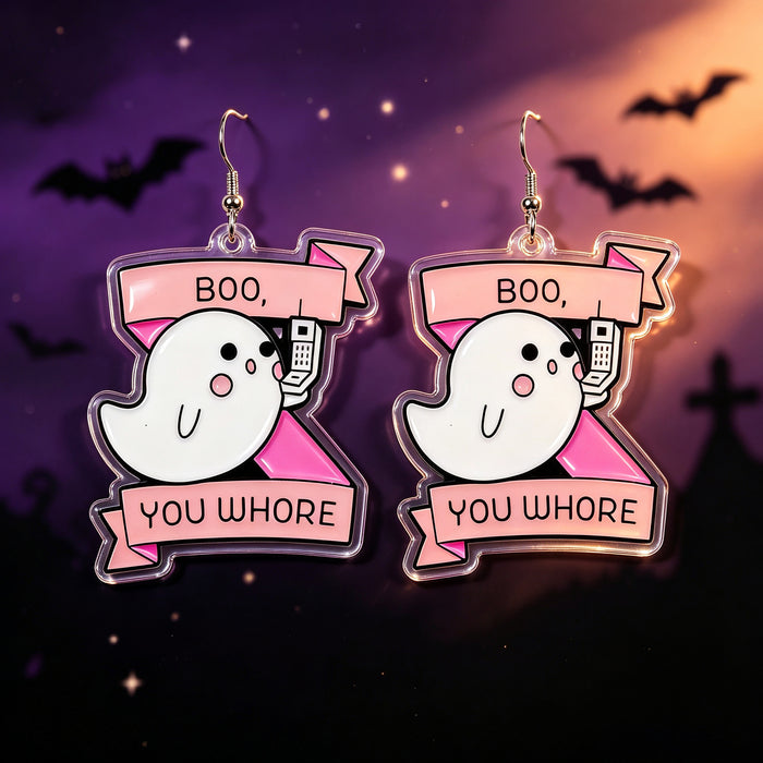 Wholesale  Ghost Acrylic Earrings Funny Cartoon Design Party Jewelry Accessory