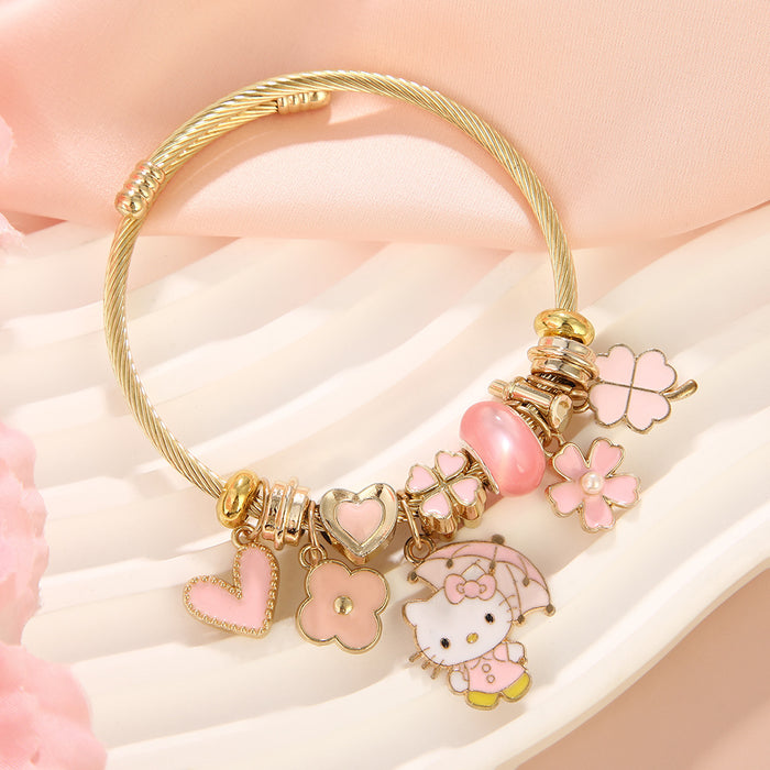 Wholesale Stainless Steel Beaded Bracelet Cute Cartoon Jewelry for Women Gift MOQ≥2
