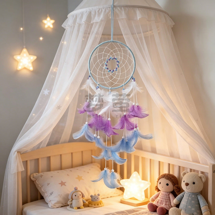 Wholesale Bohemian Dreamcatcher Wind Chime with Three Color Feathers Handmade Home Decor MOQ≥2
