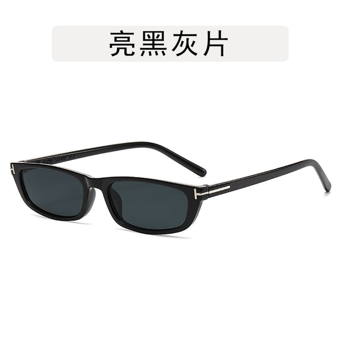 Wholesale Retro small frame T-shaped sunglasses, new fashionable square narrow frame sunglasses, trendy sun protection street photography glasses