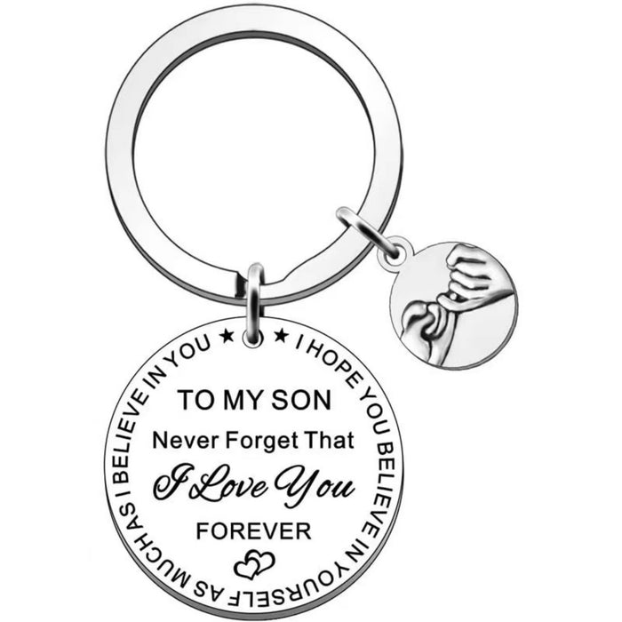 Wholesale Father's Day Mother's Day Round Engraved Stainless Steel Keychain JDC-KC-HuiWen021