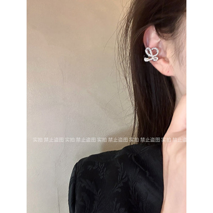 Wholesale Full diamond ear clip, female niche design, high-end earrings, light luxury temperament, unique earrings
